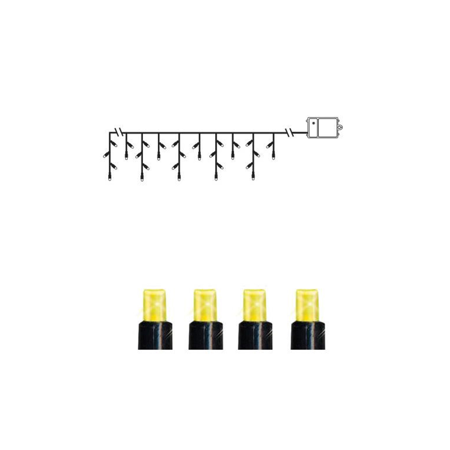 LED-Lichtervorhang - Dura Line Outdoor - Batteriebetrieb - Timer - 2,30 x 0,70m - 120x Warmweiß - Schwarz LED-Lichtervorhang - Dura Line Outdoor - Batteriebetrieb - Timer - 2,30 x 0,70m - 120x Warmweiß - Schwarz
