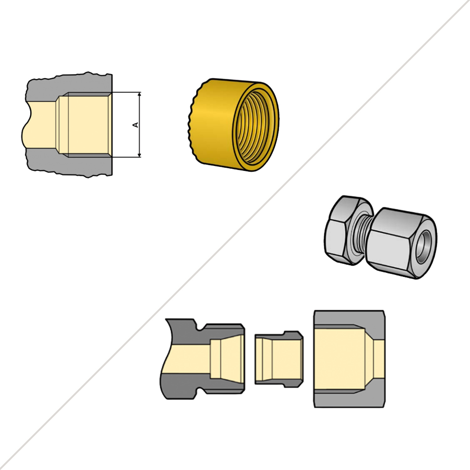 Gasschlauch Gummi 1/4 LH-ÜM auf RVS8 - 300cm - bis -30°C