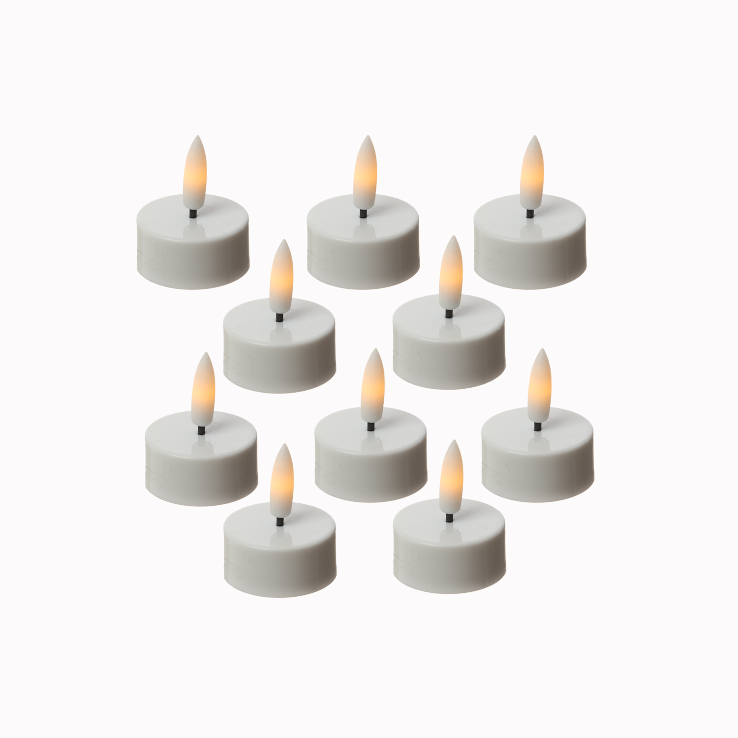 LED Mini Teelichter - Kunststoff - inkl. Batterien - Timer - D: 3,8cm - weiß - 10 Stück