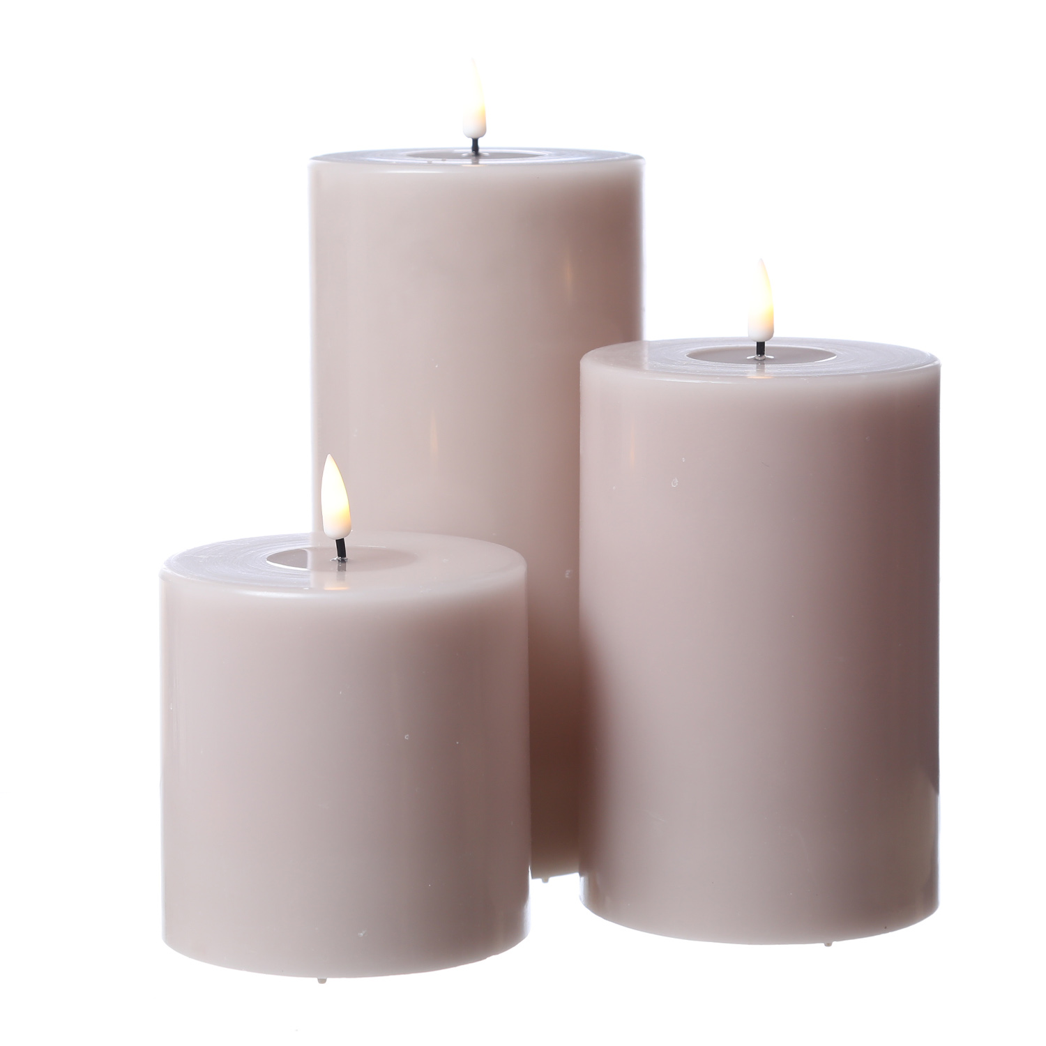 LED Stumpenkerze MIA - Echtwachs - realistische 3D Flamme - H: 10cm - D: 10cm - altrosa LED Stumpenkerze MIA - Echtwachs - realistische 3D Flamme - H: 10cm - D: 10cm - altrosa