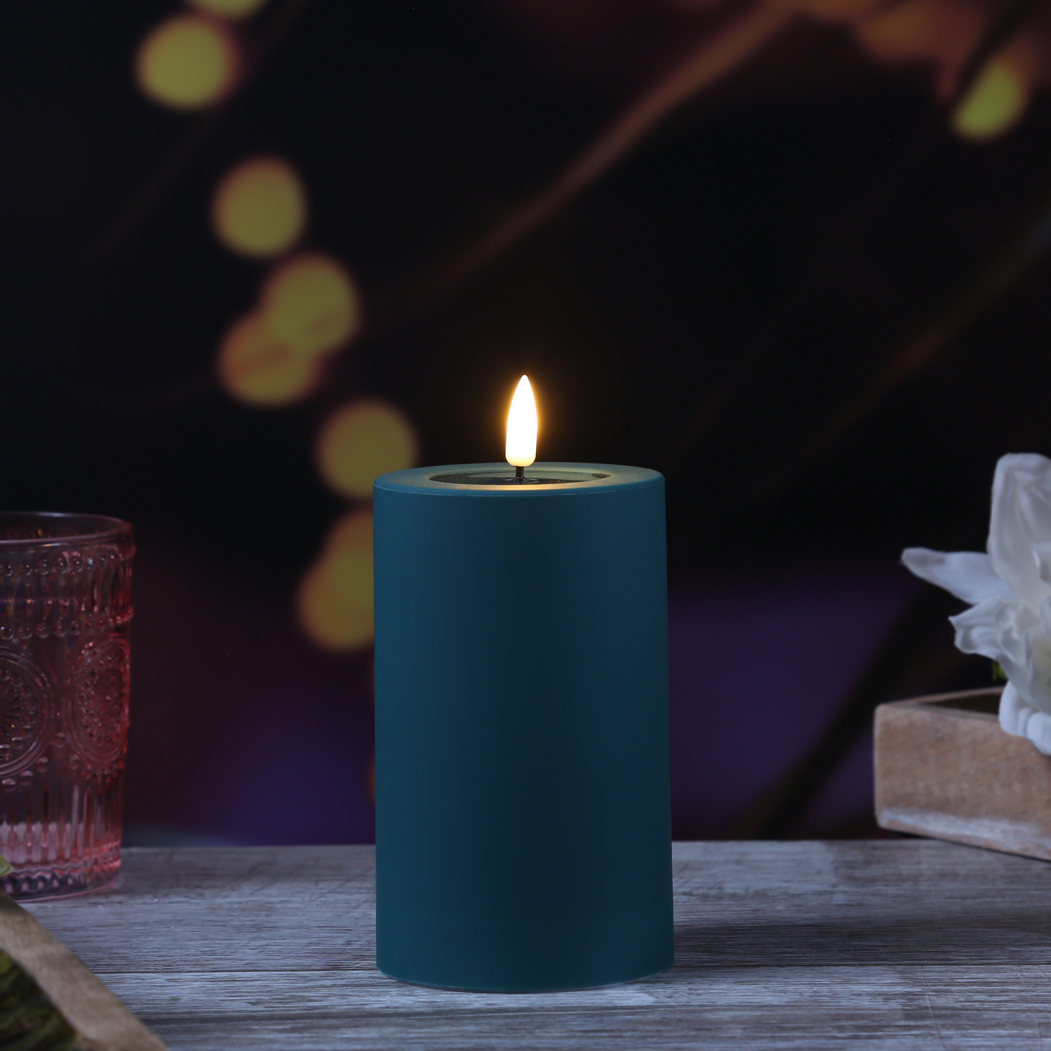 LED Stumpenkerze MIA - Kunststoff - realistische 3D Flamme - H: 12,5cm - für Außen - dunkelgrün LED Stumpenkerze MIA - Kunststoff - realistische 3D Flamme - H: 12,5cm - für Außen - dunkelgrün