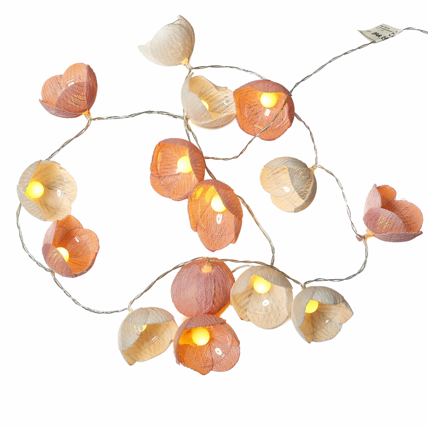 LED Lichterkette Blumen - 15 weiße u. rosa Blüten - Batterie/Timer - L: 1,4m - Innen/Außen