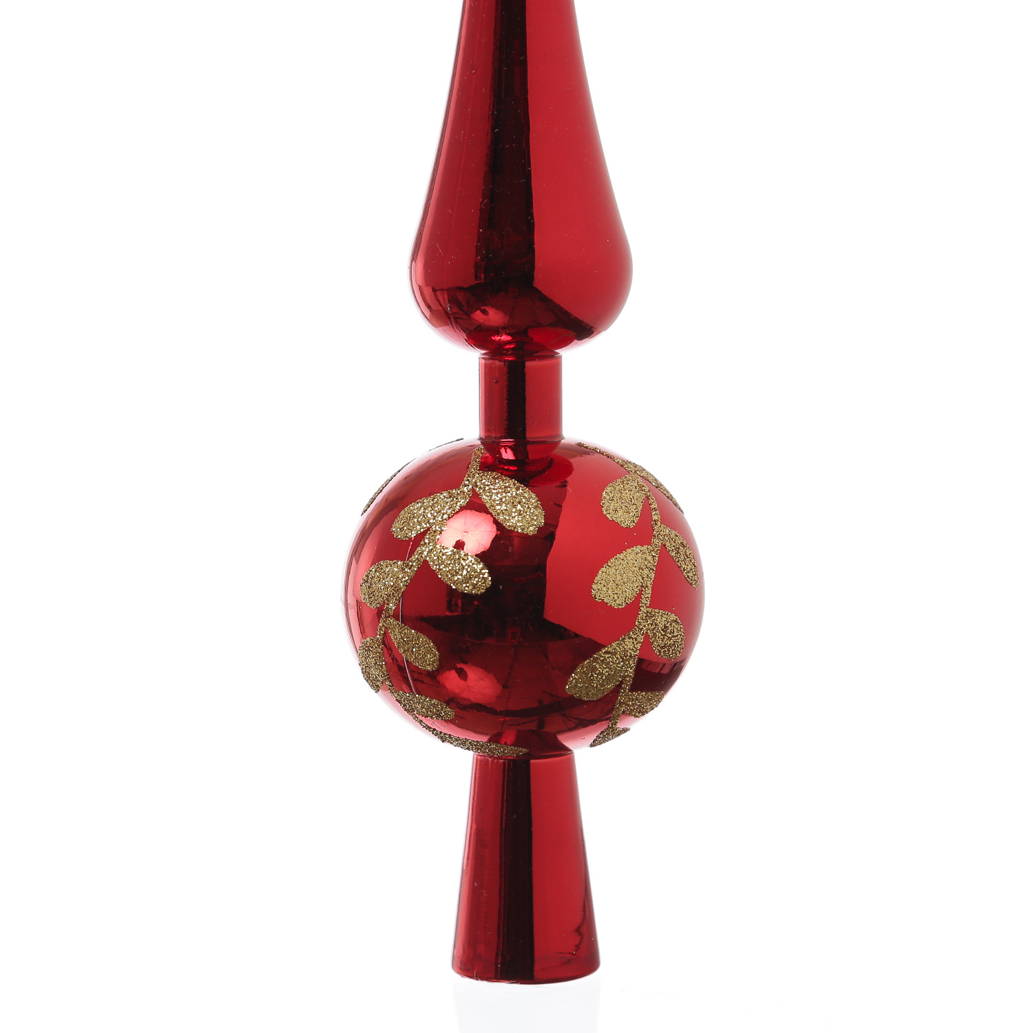 Christbaumspitze mit Blattmuster - Weihnachtsbaumspitze - Kunststoff - H: 30cm - rot glänzend Christbaumspitze mit Blattmuster - Weihnachtsbaumspitze - Kunststoff - H: 30cm - rot glänzend