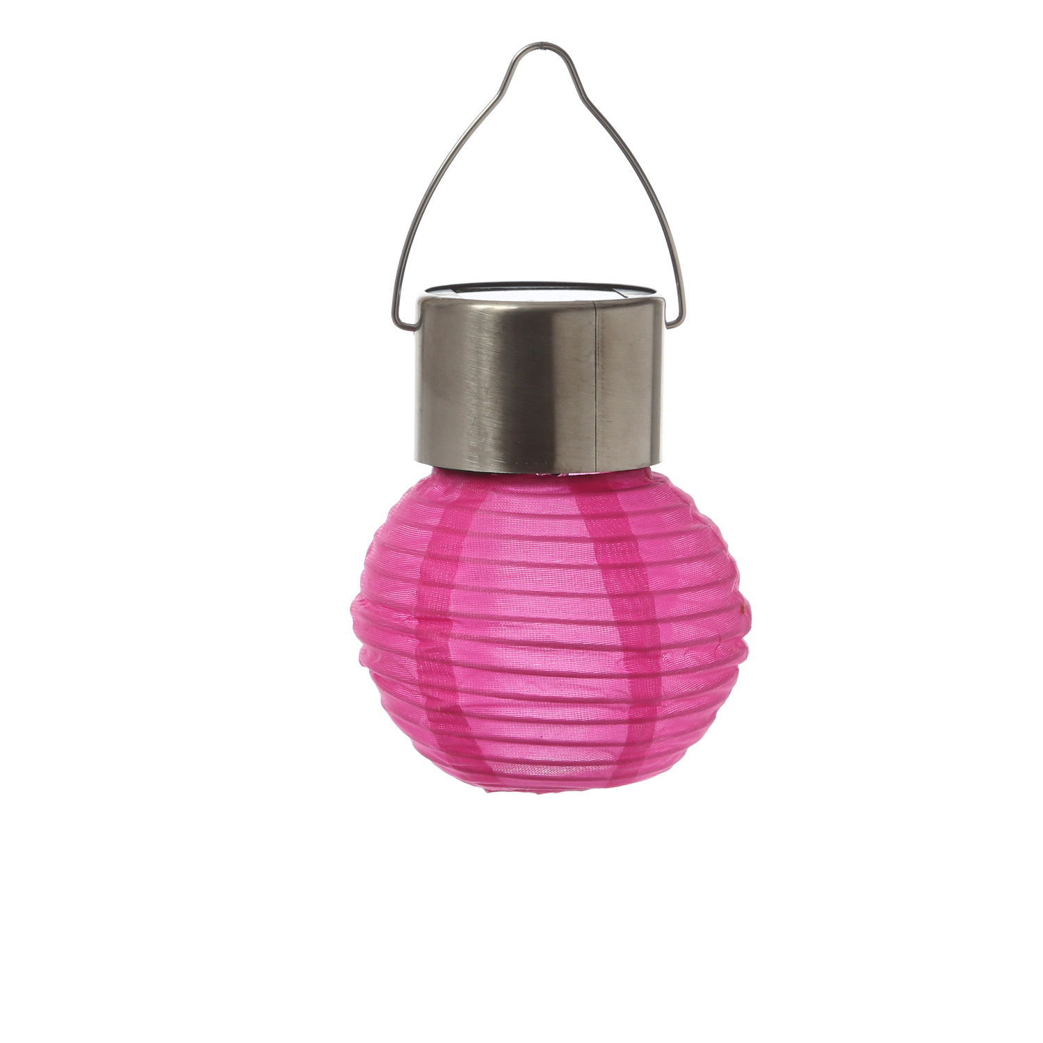 LED Solar Mini Lampion - kaltweiße LED - H: 9,5cm - D: 7cm - Lichtsensor - pink