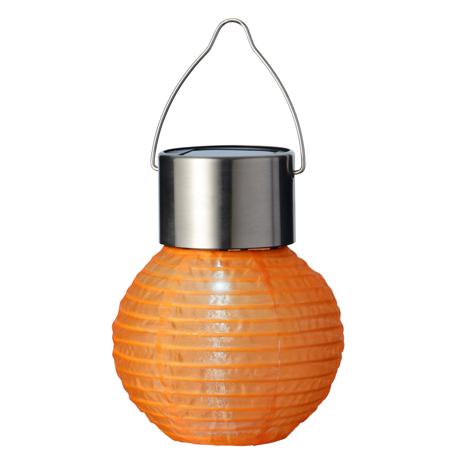 LED Solar Mini Lampions - kaltweiße LED - H: 9,5cm - D: 7cm - Lichtsensor - orange - 4er Set