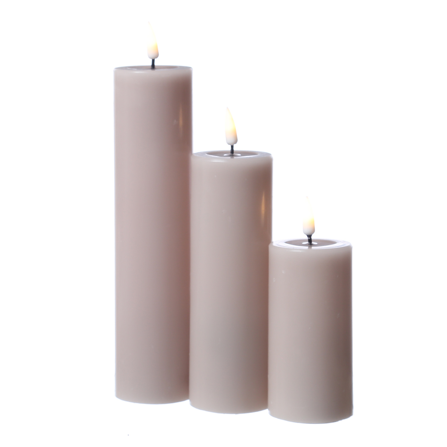 LED Stumpenkerze MIA - Echtwachs - realistische 3D Flamme - H: 10cm - D: 5cm - altrosa