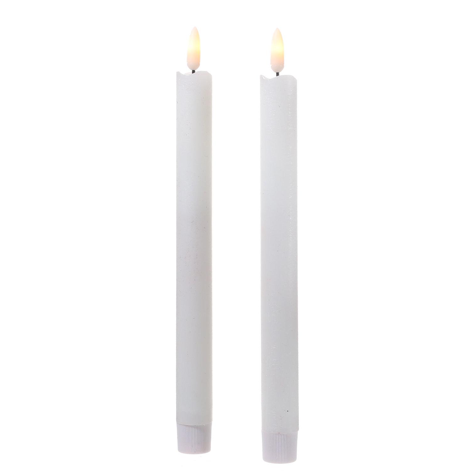 LED Stabkerzen Flamme - Echtwachs - flackernde warmweiße LED - H: 25cm - Timer - weiß - 2er Set LED Stabkerzen Flamme - Echtwachs - flackernde warmweiße LED - H: 25cm - Timer - weiß - 2er Set