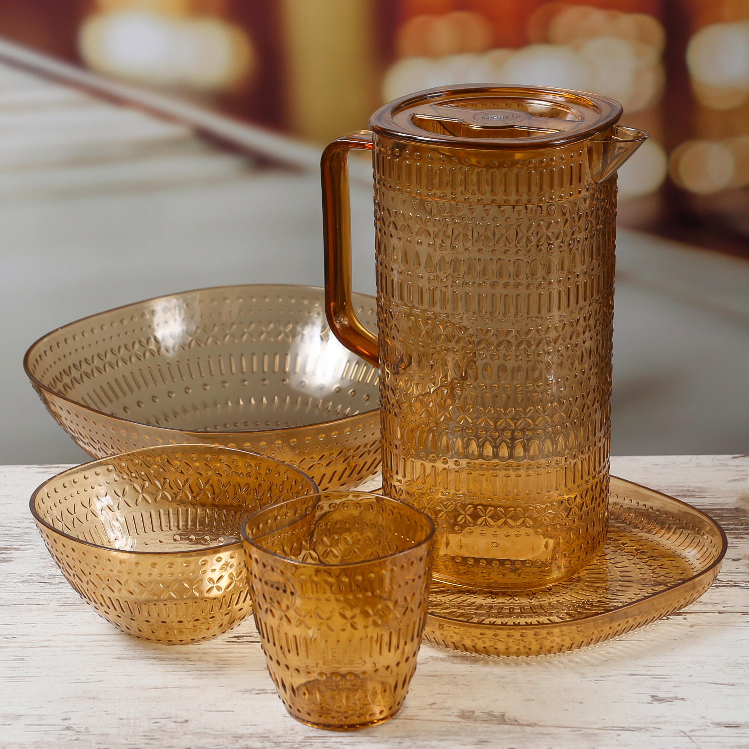 Schale - Müslischale - lebensmittelecht - Kunststoff - D: 14cm - 630ml - mit Muster - gelb