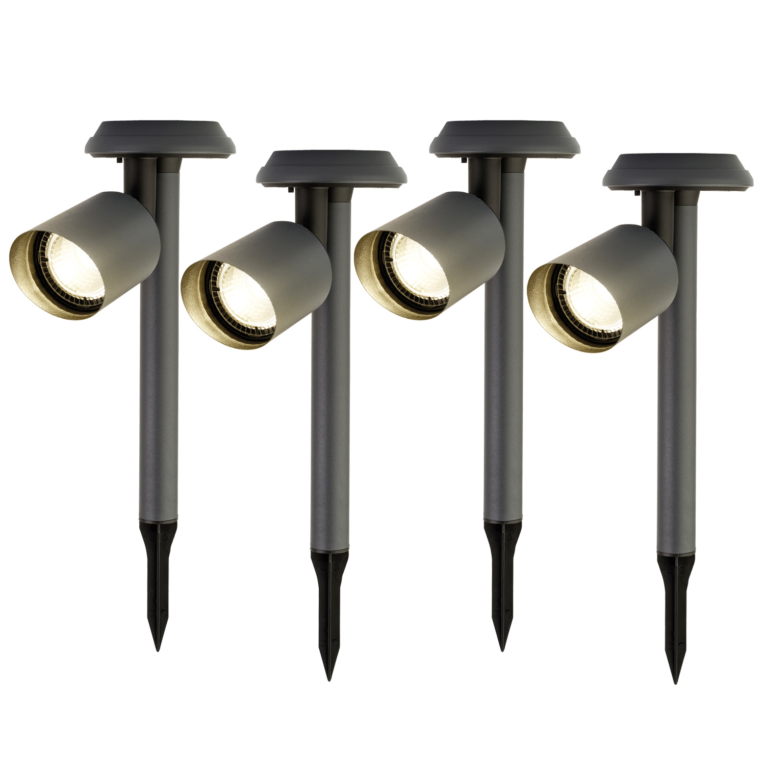LED Solar Gartenstrahler - Gartenspot  - Dämmerungssensor - 3 Lumen - H: 25,5cm - 4er Set