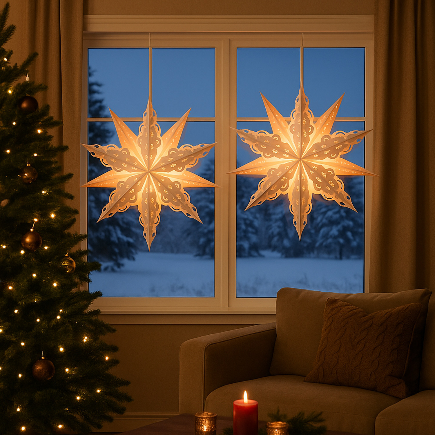 Papierstern CRYSTAL - hängend - D 62cm - inkl. E14 Fassung und Kabel - weiß Papierstern CRYSTAL - hängend - D 62cm - inkl. E14 Fassung und Kabel - weiß