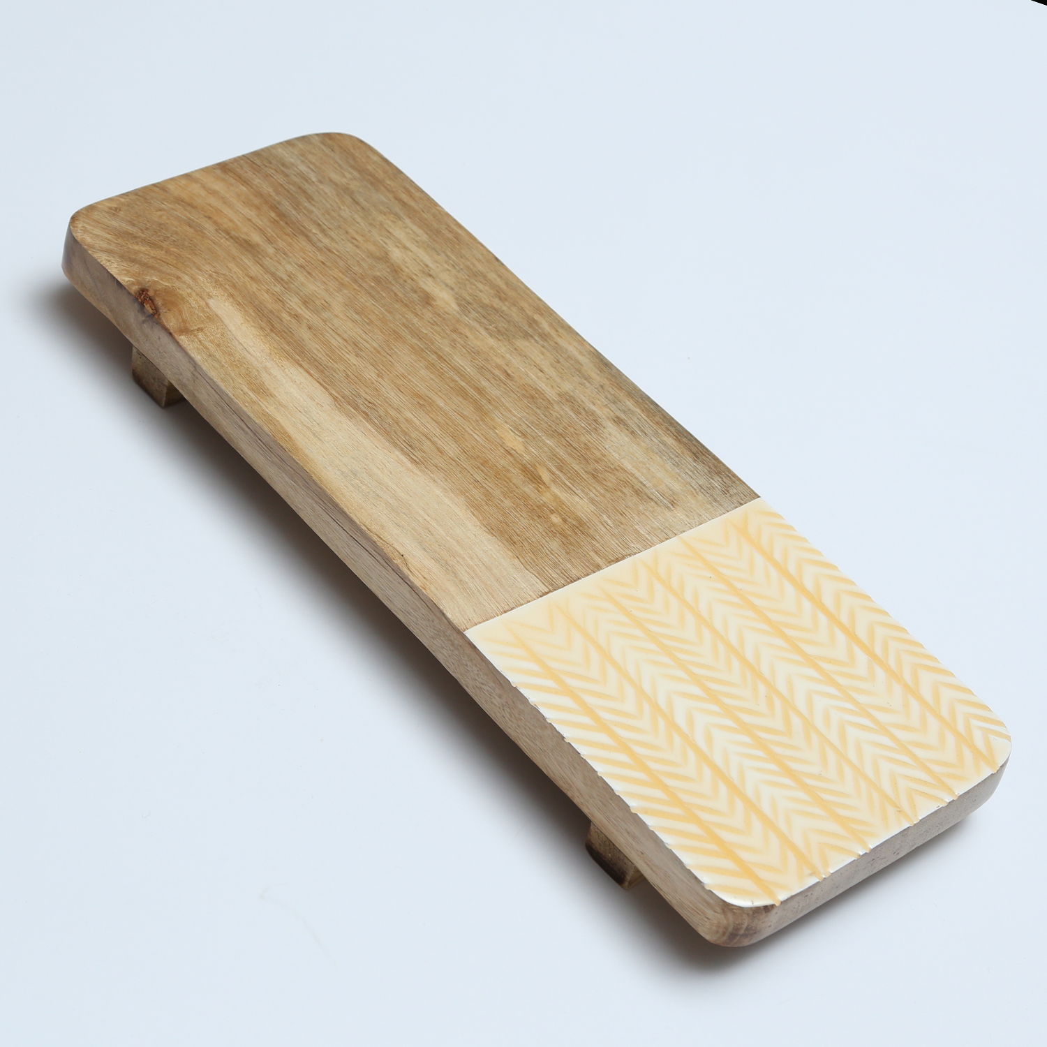 Holztablett - Serviertablett - Dekotablett - rechteckig - Mangoholz - L: 40cm B: 15cm - natur