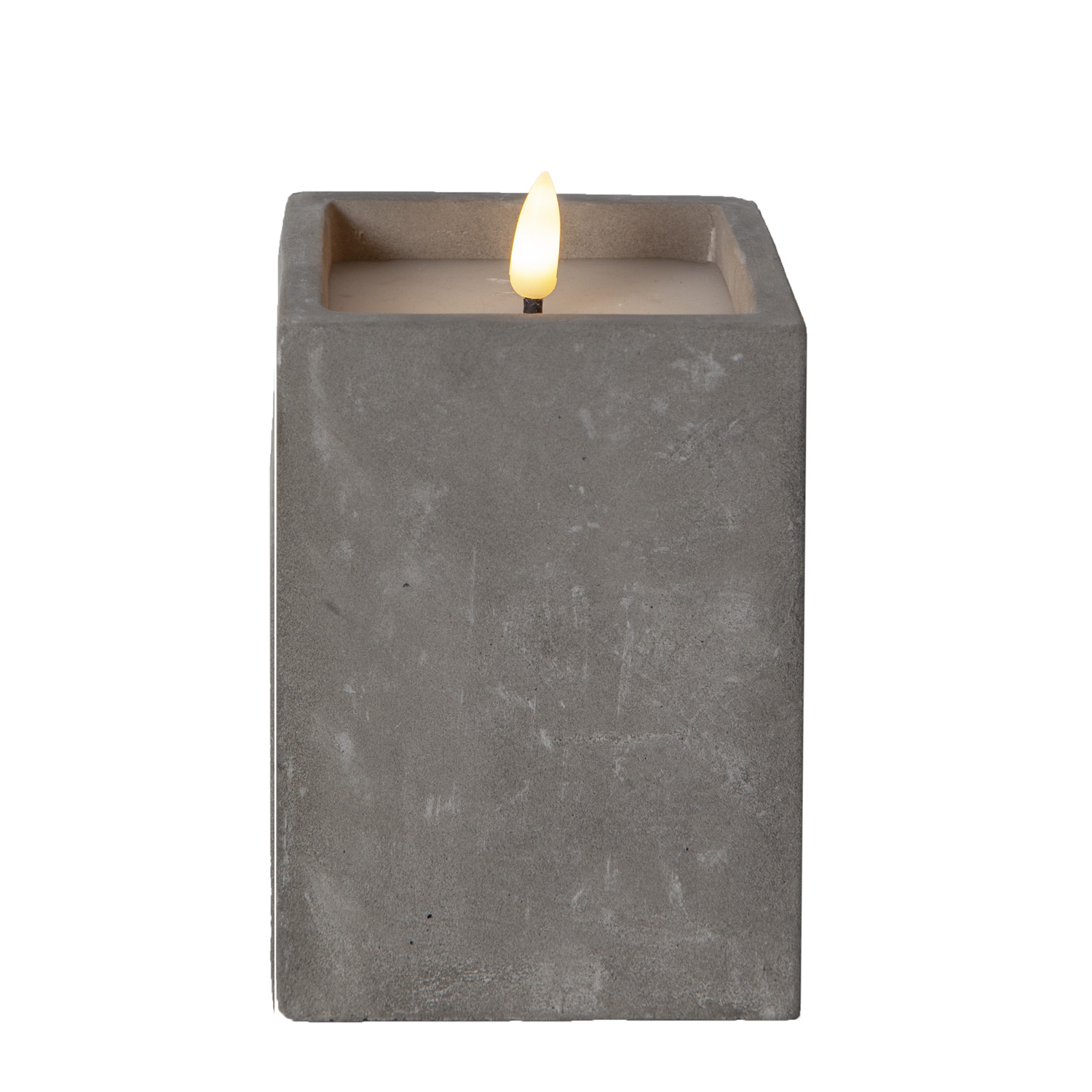 LED Kerze Flamme in Betontoptik - Zement/Echtwachs - flackernde 3D Flamme - Timer - H: 14,5cm - grau LED Kerze Flamme in Betontoptik - Zement/Echtwachs - flackernde 3D Flamme - Timer - H: 14,5cm - grau