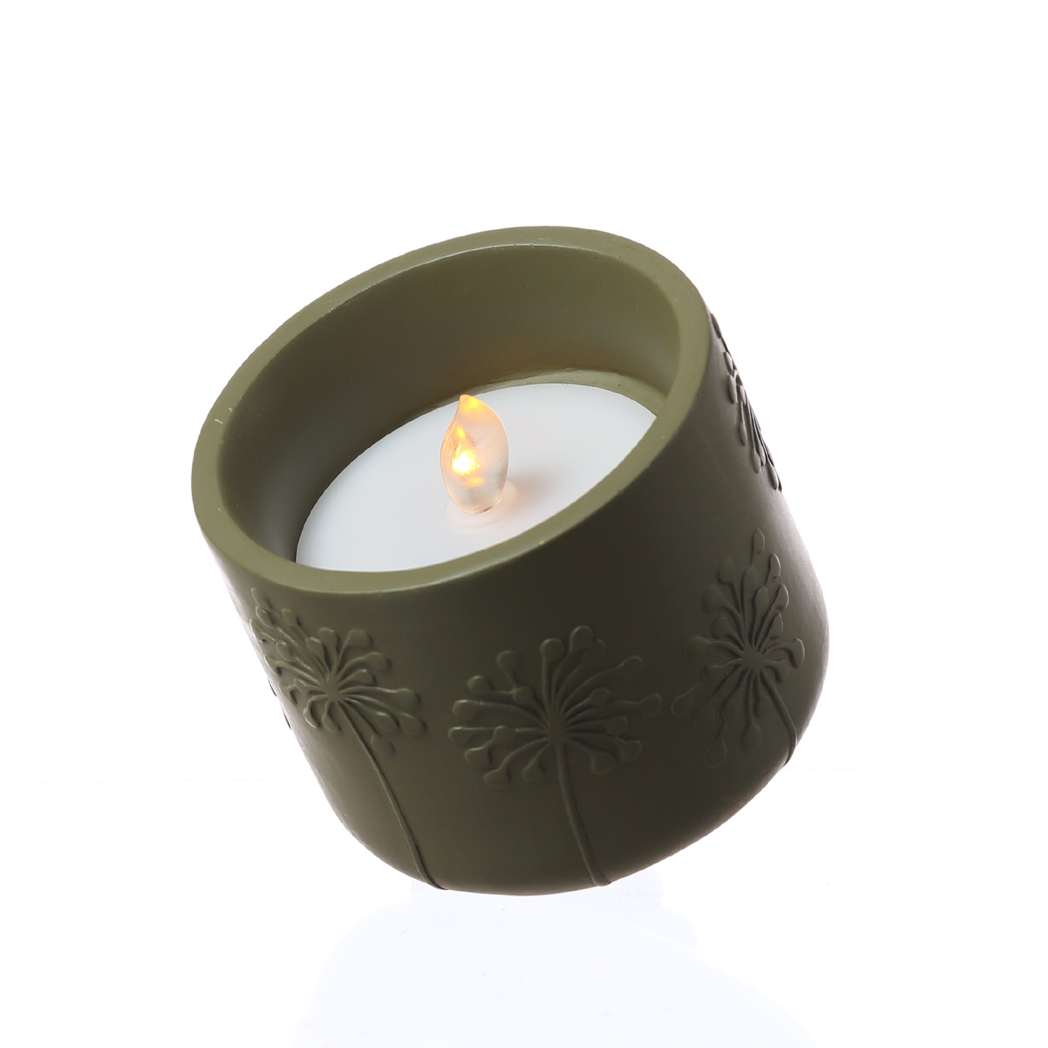 LED Solar Windlicht PUSTEBLUME - flackernde Flamme - Lichtsensor - H: 8cm - für Außen - grün LED Solar Windlicht PUSTEBLUME - flackernde Flamme - Lichtsensor - H: 8cm - für Außen - grün