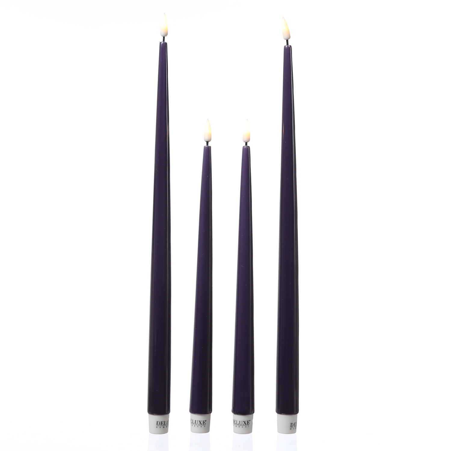 LED Stabkerzen ELLA - Echtwachs - realistische 3D Flamme - H: 38cm - dunkellilla - 2 Stück LED Stabkerzen ELLA - Echtwachs - realistische 3D Flamme - H: 38cm - dunkellilla - 2 Stück