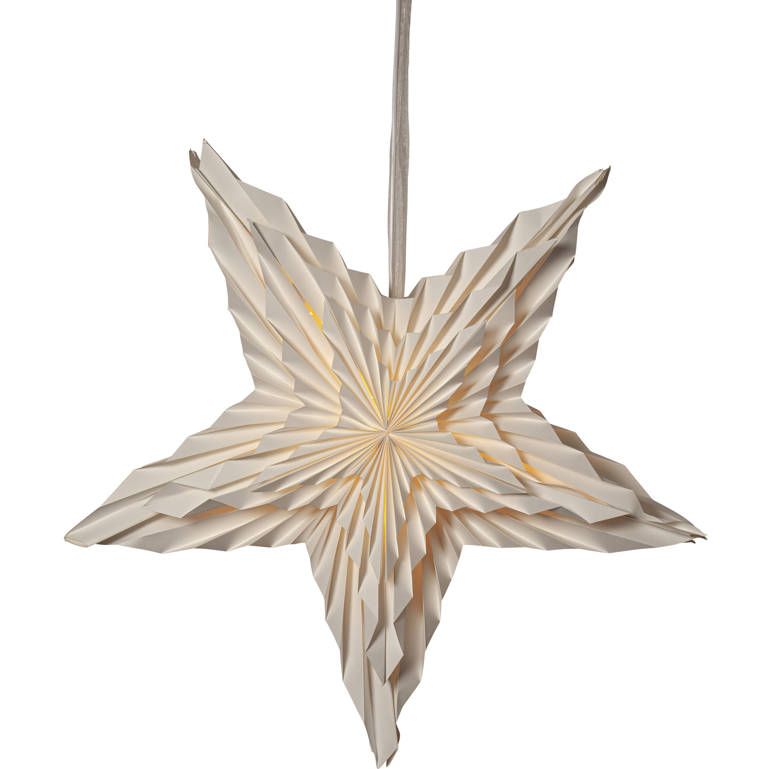 Papierstern WHITE - hängend - 5-zackig - D: 70cm - mit Band - 3-lagig gefaltetes Papier - weiß Papierstern WHITE - hängend - 5-zackig - D: 70cm - mit Band - 3-lagig gefaltetes Papier - weiß