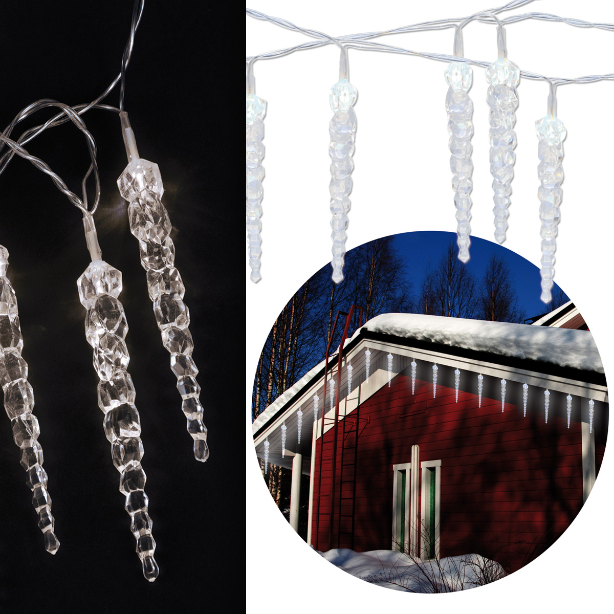 LED Lichterkette Eiszapfen - 40 Eiszapfen mit kaltweißer LED - L: 3,9m - transp. Kabel - für Außen LED Lichterkette Eiszapfen - 40 Eiszapfen mit kaltweißer LED - L: 3,9m - transp. Kabel - für Außen