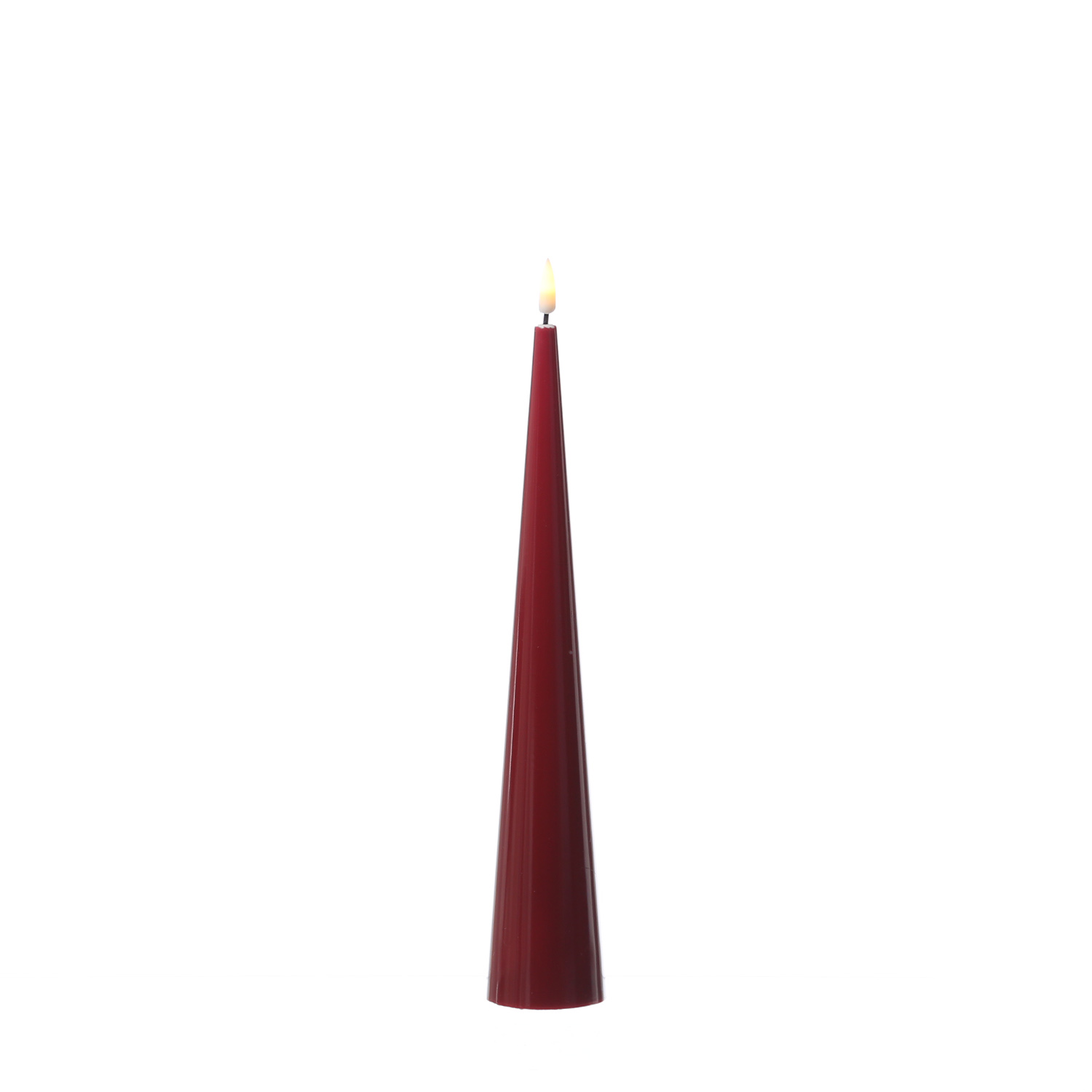 LED Kegelkerze LEA - Echtwachs - realistische 3D Flamme - H: 28cm - Batteriebetrieb - bordeauxrot