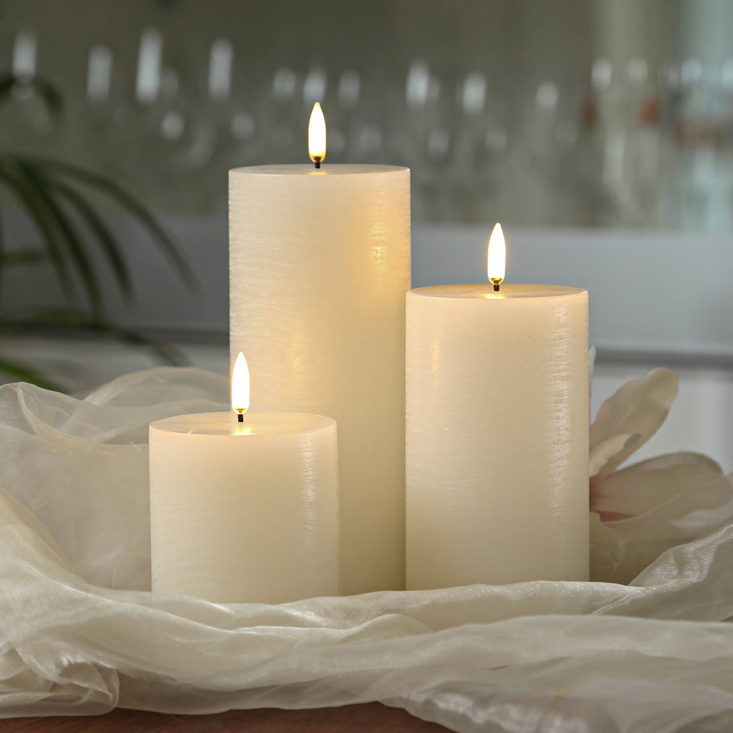 LED Kerzenset PIA - Rustik-Optik - 3 Größen - inkl. Batterien und Fernbedienung - creme - 3er Set LED Kerzenset PIA - Rustik-Optik - 3 Größen - inkl. Batterien und Fernbedienung - creme - 3er Set