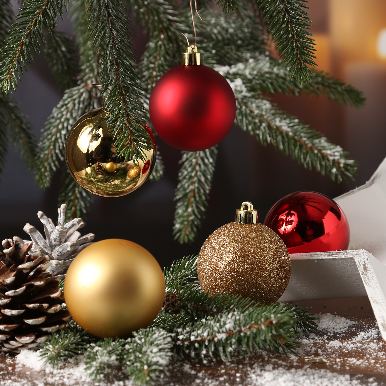 Christbaumkugel - Weihnachtskugel - bruchfest - D: 6cm - glänzend matt glitzernd - gold rot - 30St. Christbaumkugel - Weihnachtskugel - bruchfest - D: 6cm - glänzend matt glitzernd - gold rot - 30St.