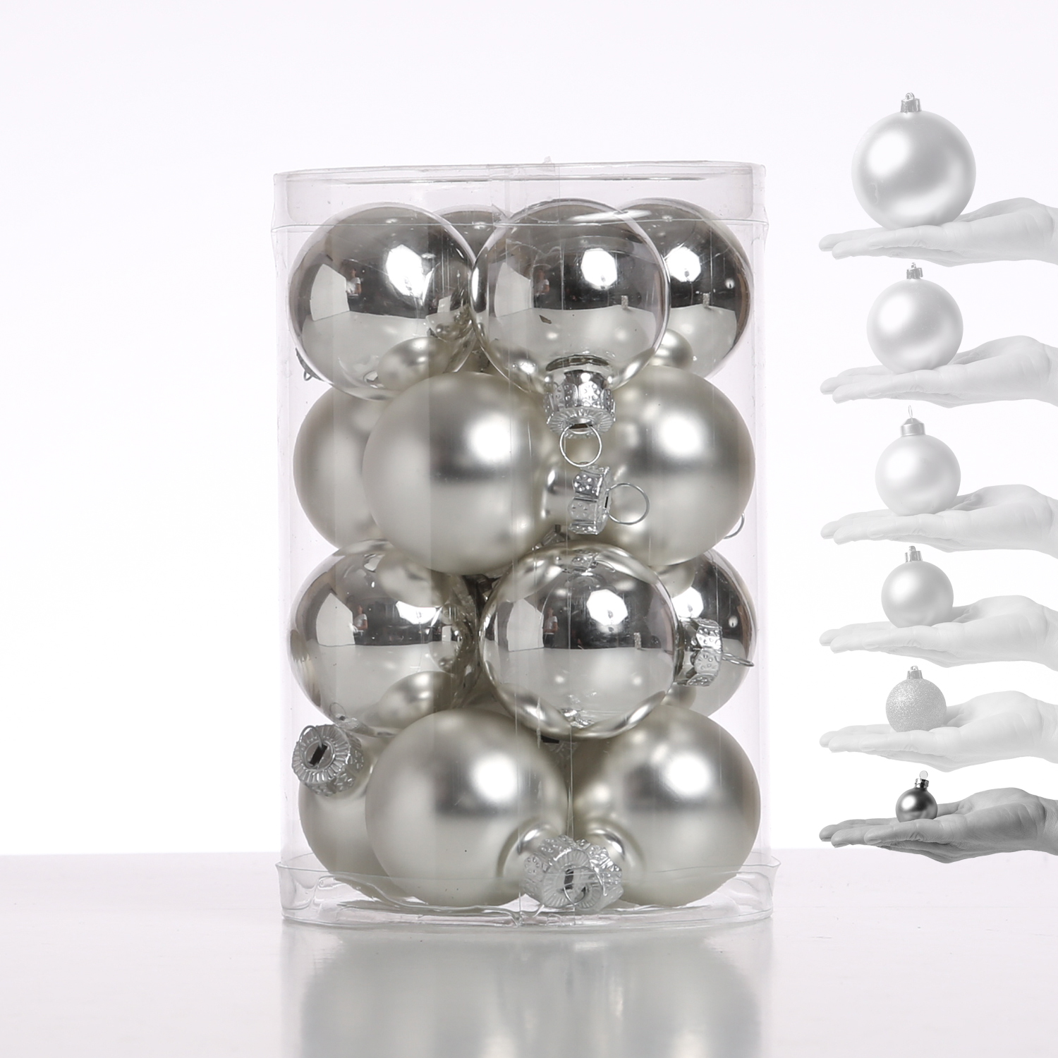 Christbaumkugel - Glas - D: 3,5cm - glänzend und matt - silber - 16er Set Christbaumkugel - Glas - D: 3,5cm - glänzend und matt - silber - 16er Set