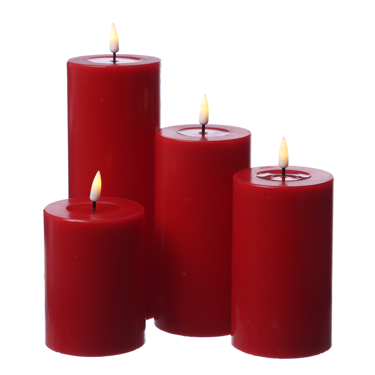 LED Stumpenkerze MIA - Echtwachs - realistische 3D Flamme - H: 12,5cm - D: 7,5cm - rot LED Stumpenkerze MIA - Echtwachs - realistische 3D Flamme - H: 12,5cm - D: 7,5cm - rot