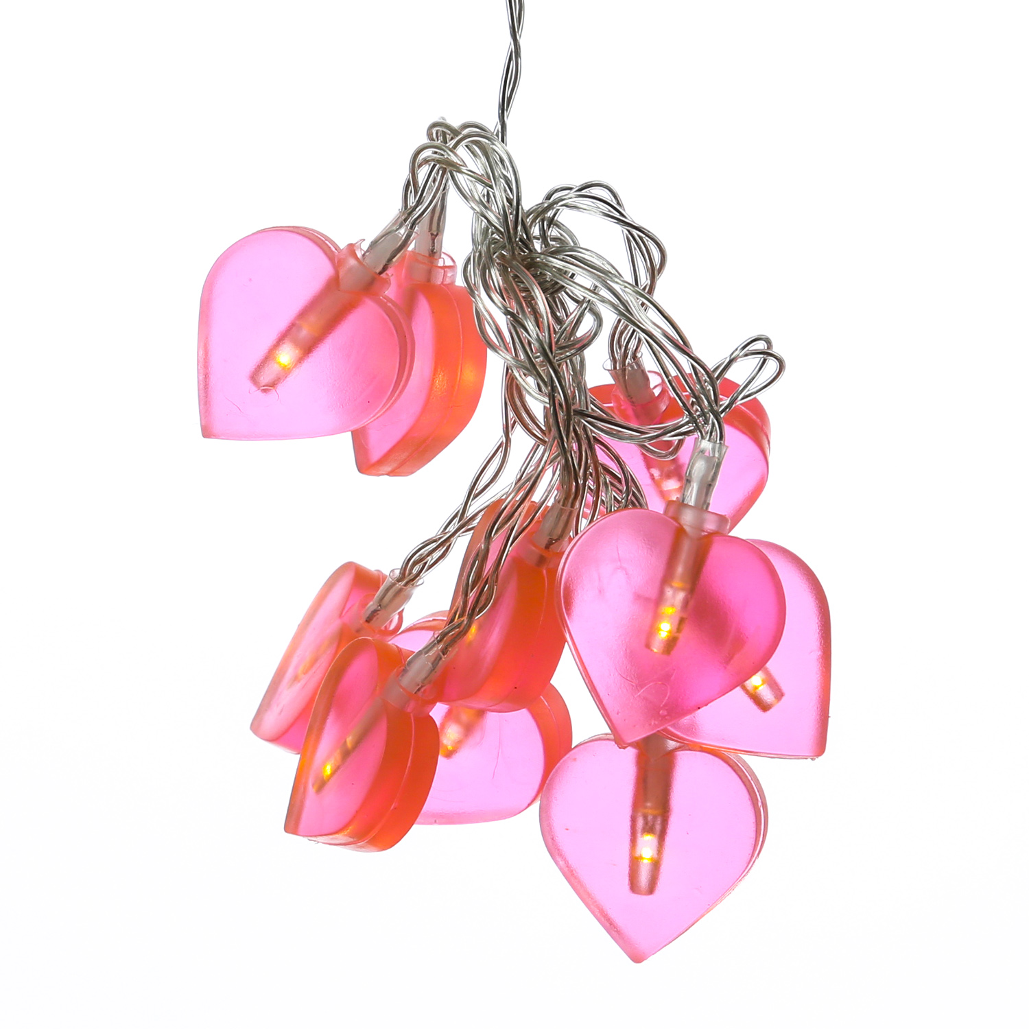 LED Lichterkette Herzen - 10 warmweiße LED - L: 90cm - Batteriebetrieb - rosa LED Lichterkette Herzen - 10 warmweiße LED - L: 90cm - Batteriebetrieb - rosa