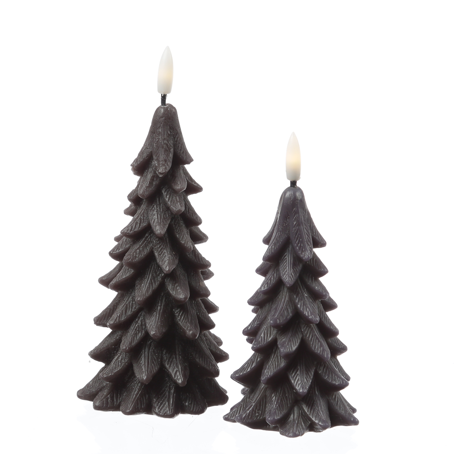LED Kerze Tannenbaum - Echtwachs - 3D Flamme - inkl. Batterie - H: 16cm - Timer - grau LED Kerze Tannenbaum - Echtwachs - 3D Flamme - inkl. Batterie - H: 16cm - Timer - grau