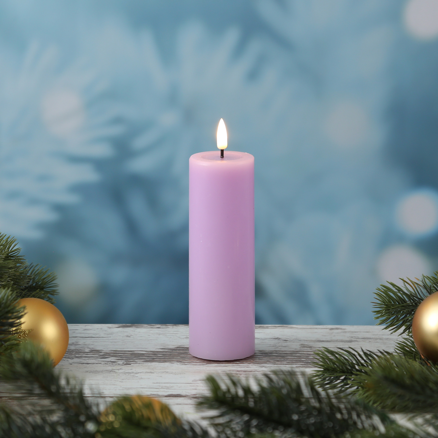 LED Stumpenkerze MIA - Echtwachs - realistische 3D Flamme - H: 15cm - D: 5cm - lavendel LED Stumpenkerze MIA - Echtwachs - realistische 3D Flamme - H: 15cm - D: 5cm - lavendel