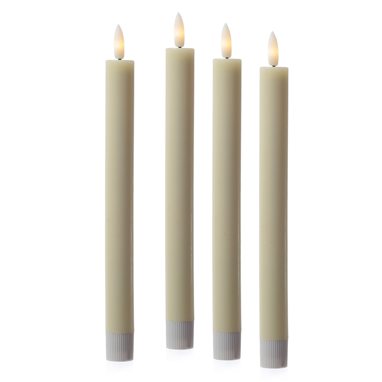 LED Stabkerzen LISA - Echtwachs - mit Ladestation - inkl. Fernbedienung - H: 25cm - creme - 4er Set LED Stabkerzen LISA - Echtwachs - mit Ladestation - inkl. Fernbedienung - H: 25cm - creme - 4er Set