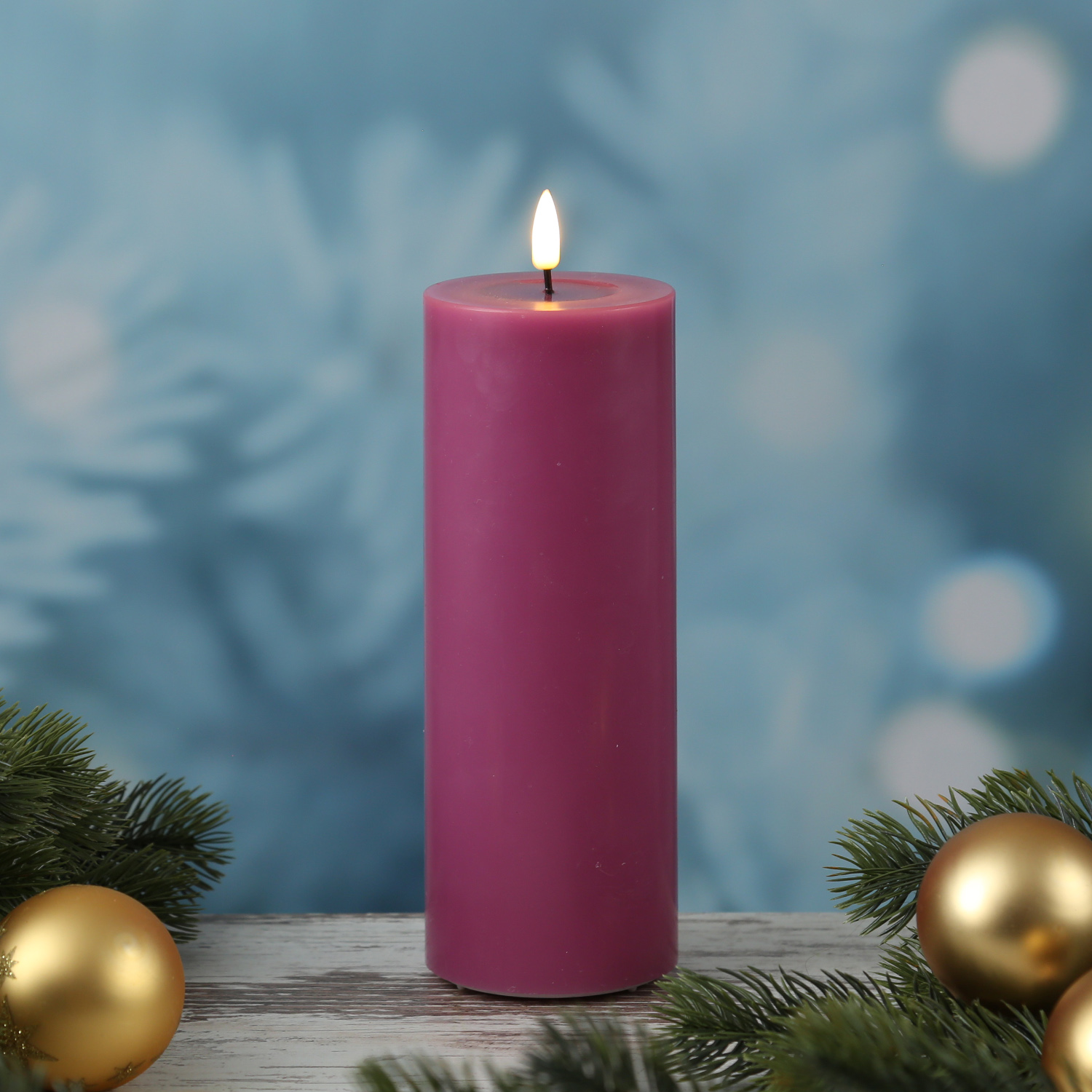 LED Stumpenkerze MIA - Echtwachs - realistische 3D Flamme - H: 20cm - D: 7,5cm - malve LED Stumpenkerze MIA - Echtwachs - realistische 3D Flamme - H: 20cm - D: 7,5cm - malve