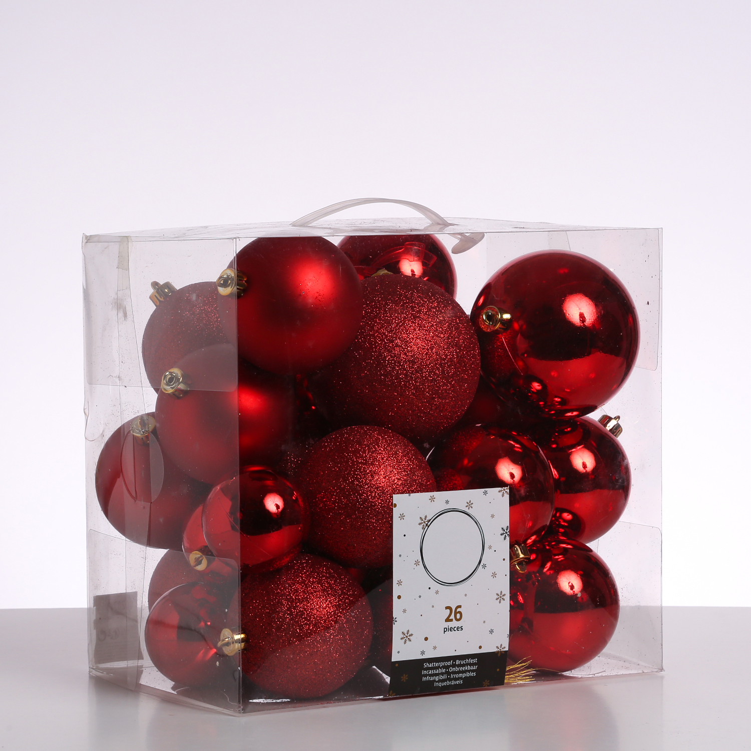 Christbaumkugel - Weihnachtsbaumkugel  - bruchfest - glänzend, matt und glitzernd - rot - 26er Set Christbaumkugel - Weihnachtsbaumkugel  - bruchfest - glänzend, matt und glitzernd - rot - 26er Set