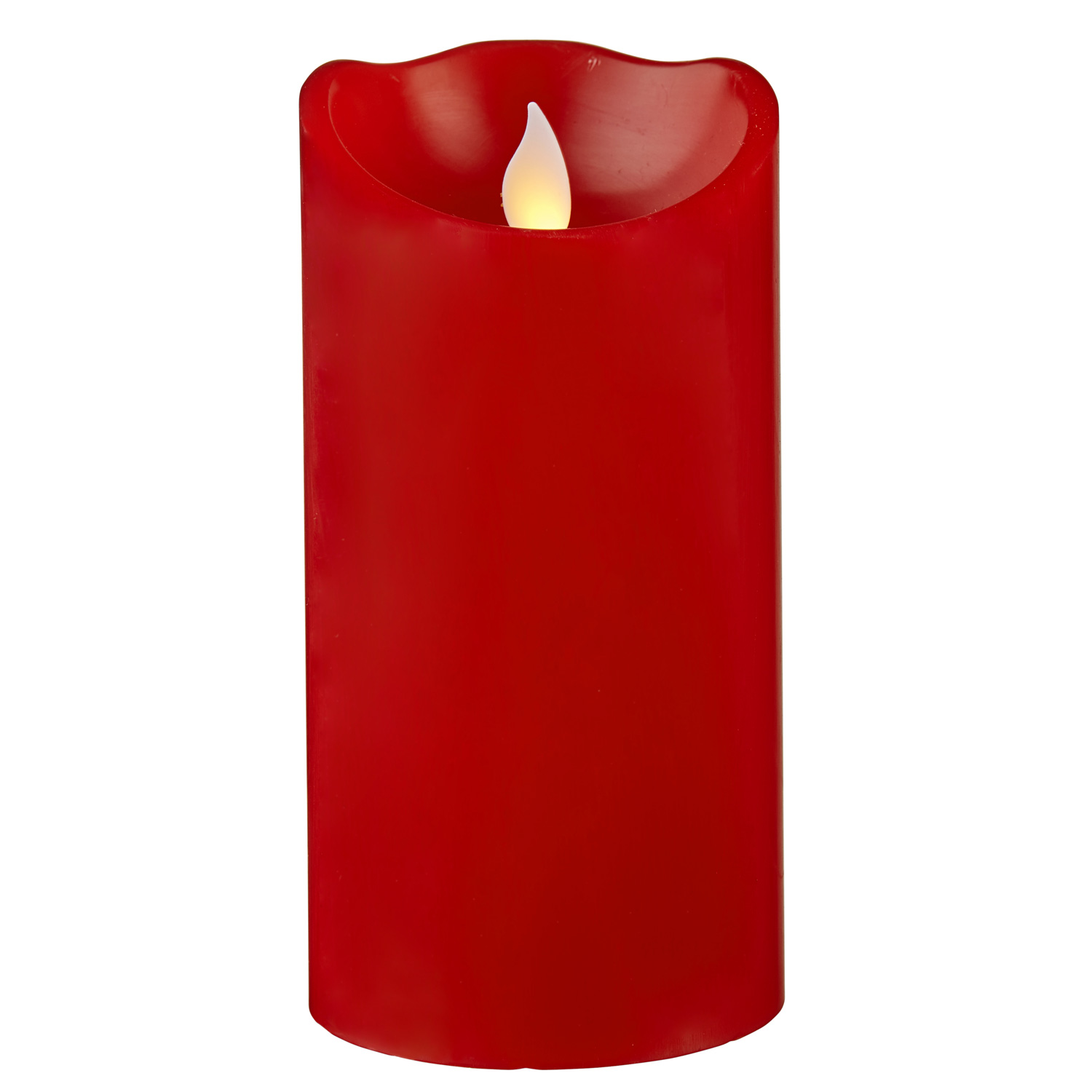 LED Stumpenkerze TWINKLE - bewegte, warmweiße LED Flamme - H: 15cm, D: 7,5cm - Timer - rot LED Stumpenkerze TWINKLE - bewegte, warmweiße LED Flamme - H: 15cm, D: 7,5cm - Timer - rot