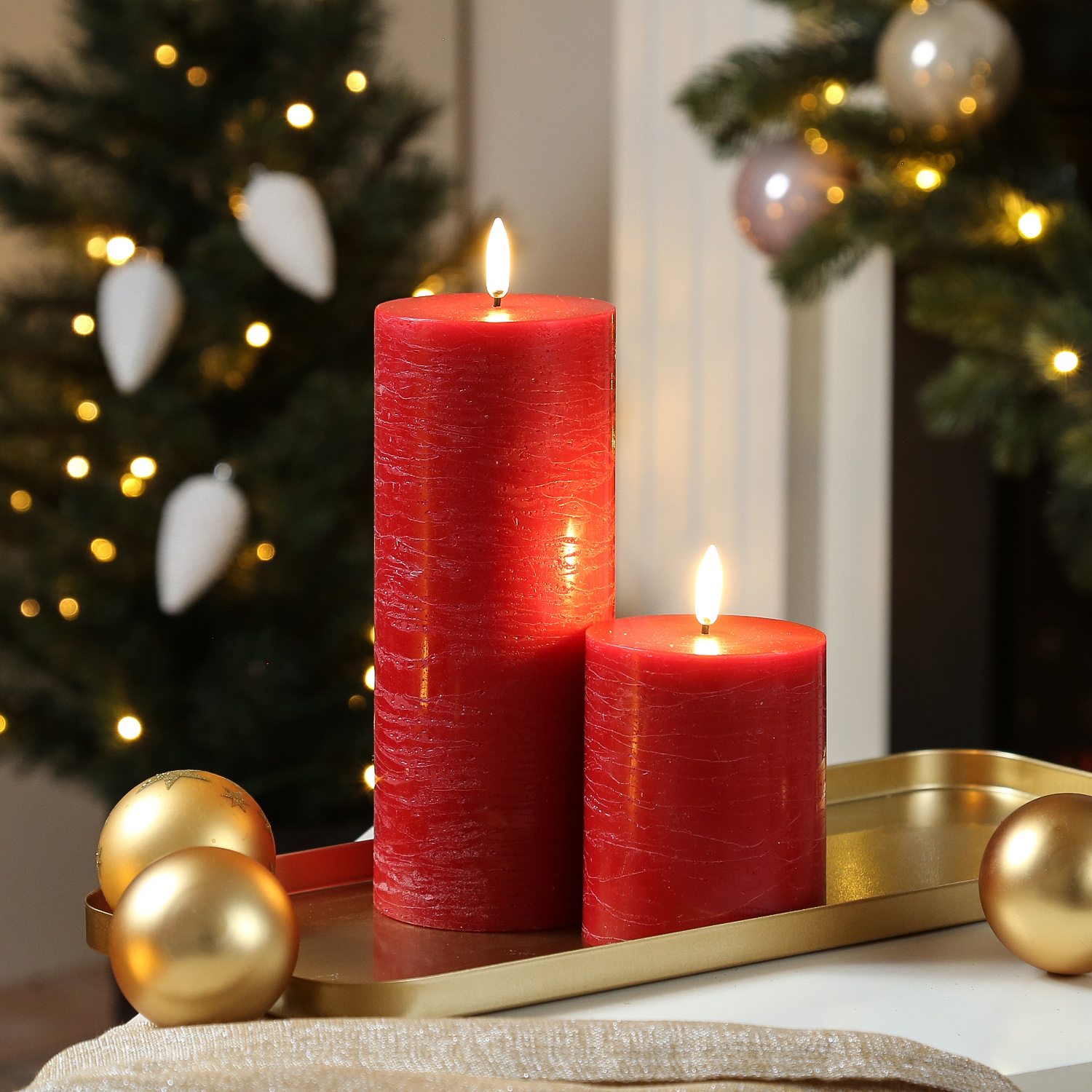 LED Kerze PIA - Rustik-Optik - Echtwachs - H: 20cm - D: 7,8cm - Timer - bis zu 1000 Std. - rot LED Kerze PIA - Rustik-Optik - Echtwachs - H: 20cm - D: 7,8cm - Timer - bis zu 1000 Std. - rot