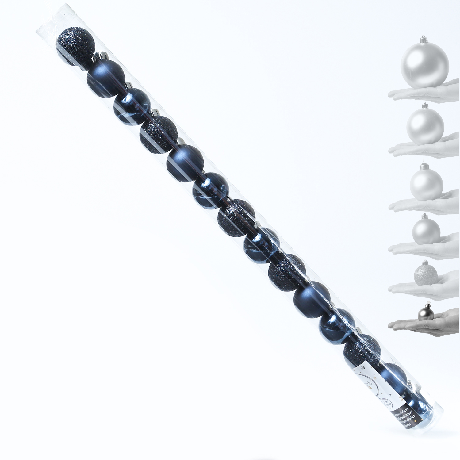 Christbaumkugel - Weihnachtskugel - bruchfest - D:3cm - glänzend matt glitzernd - dunkelblau - 14Stk