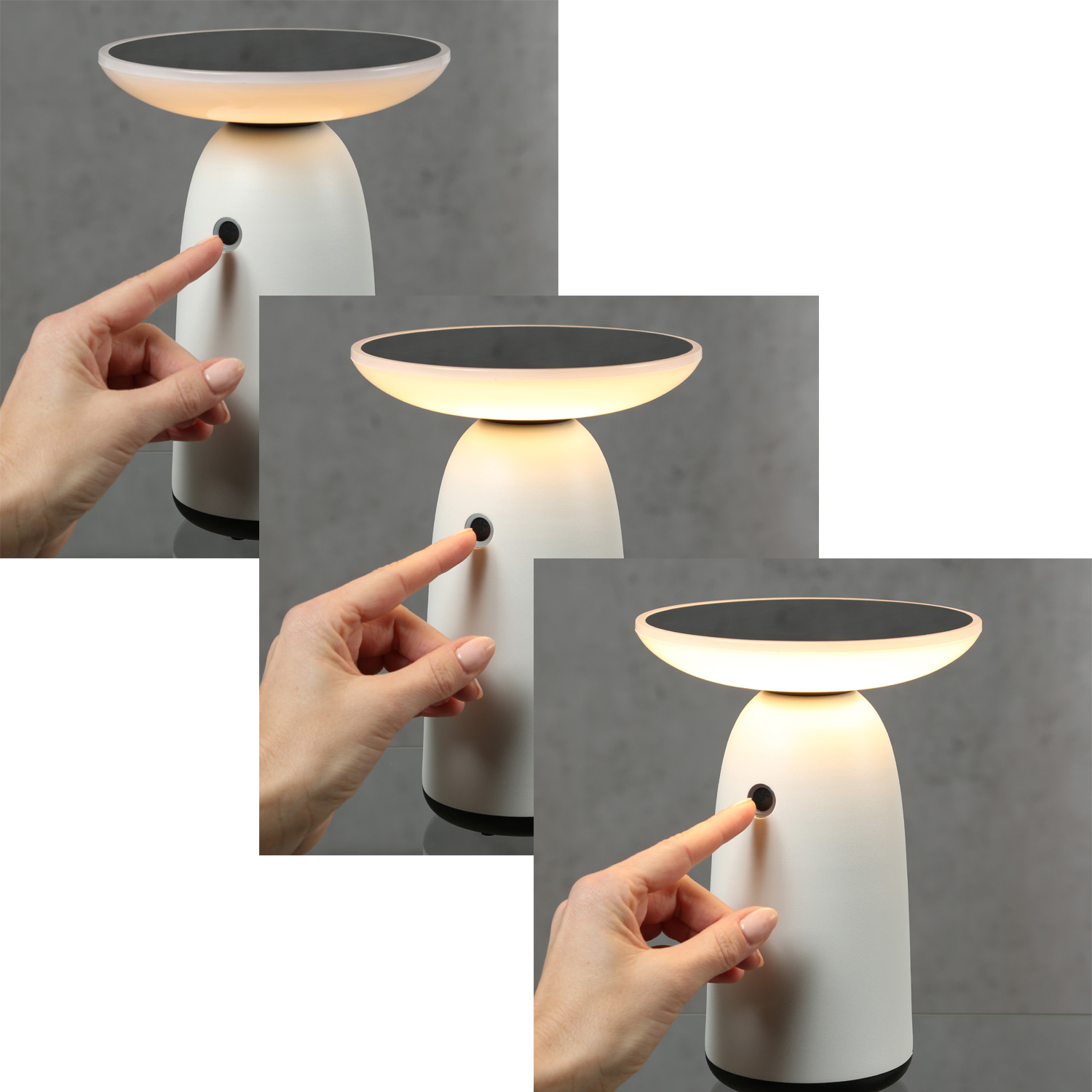 LED Solar Garten Tischleuchte - 3 Helligkeitsstufen - H- 22cm - Lichtsensor - fuer Aussen - weiss LED Solar Garten Tischleuchte - 3 Helligkeitsstufen - H- 22cm - Lichtsensor - fuer Aussen - weiss