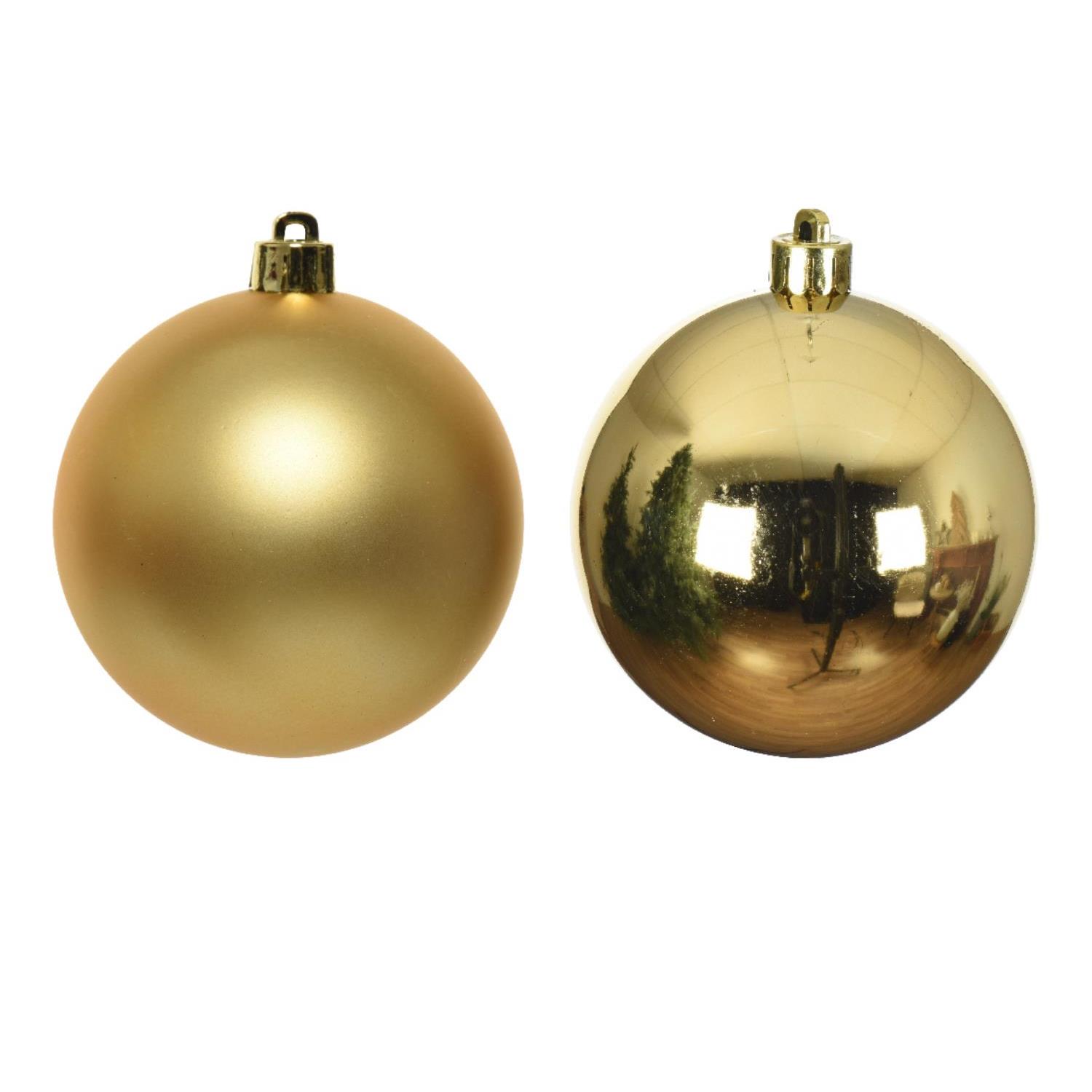 Christbaumkugeln - Weihnachtbaumskugeln - bruchfest - D: 8cm - glänzend/matt  - gold - 6er Set