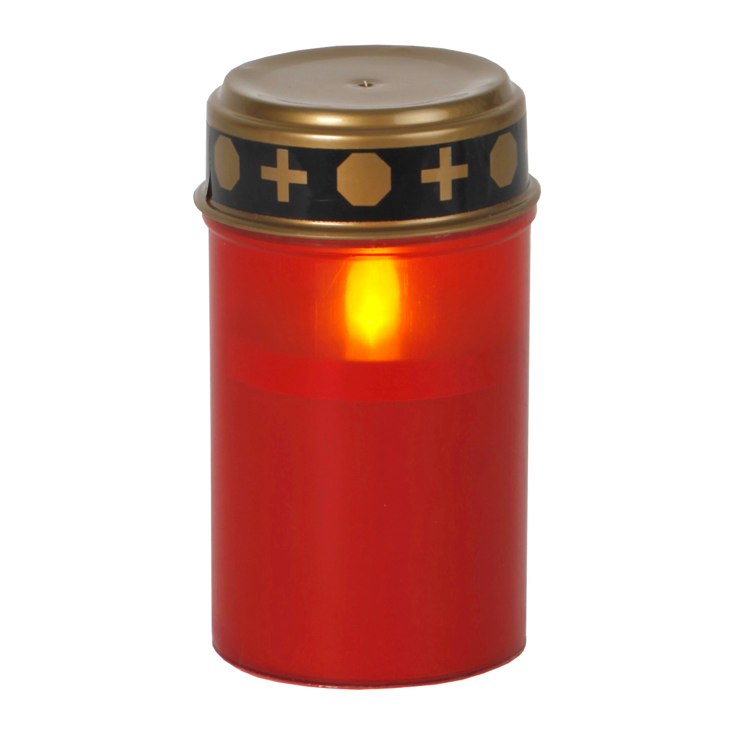 LED Grablicht - Grabkerze - gelbe LED - H: 12cm - Timer - outdoor - rot mit Deckel LED Grablicht - Grabkerze - gelbe LED - H: 12cm - Timer - outdoor - rot mit Deckel