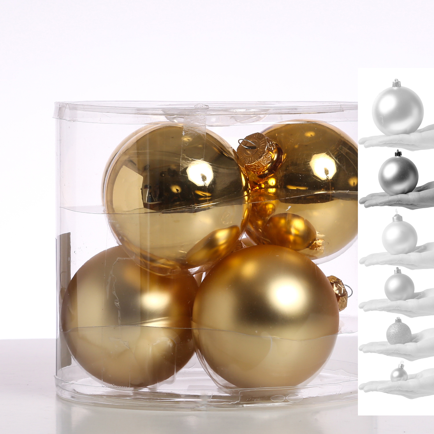 Christbaumkugel - Weihnachtsbaumkugel - Glas - D: 8cm - glänzend und matt - gold - 6er Set Christbaumkugel - Weihnachtsbaumkugel - Glas - D: 8cm - glänzend und matt - gold - 6er Set