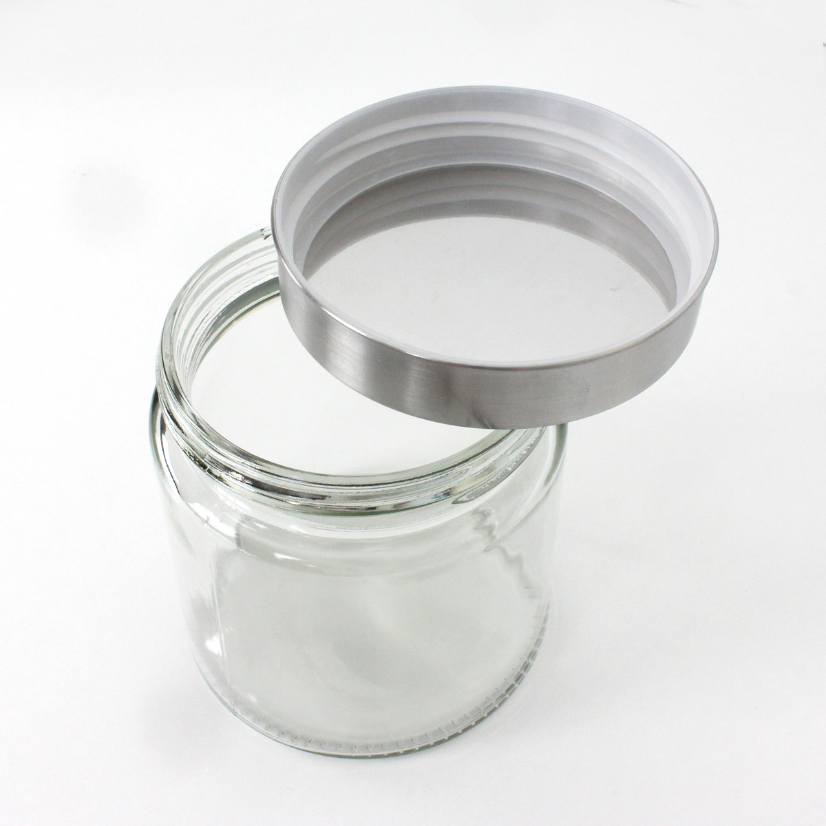 Vorratsdose S - Glas mit Edelstahldeckel - 0,85 Liter - D: 11cm - H: 12cm - 3er Set