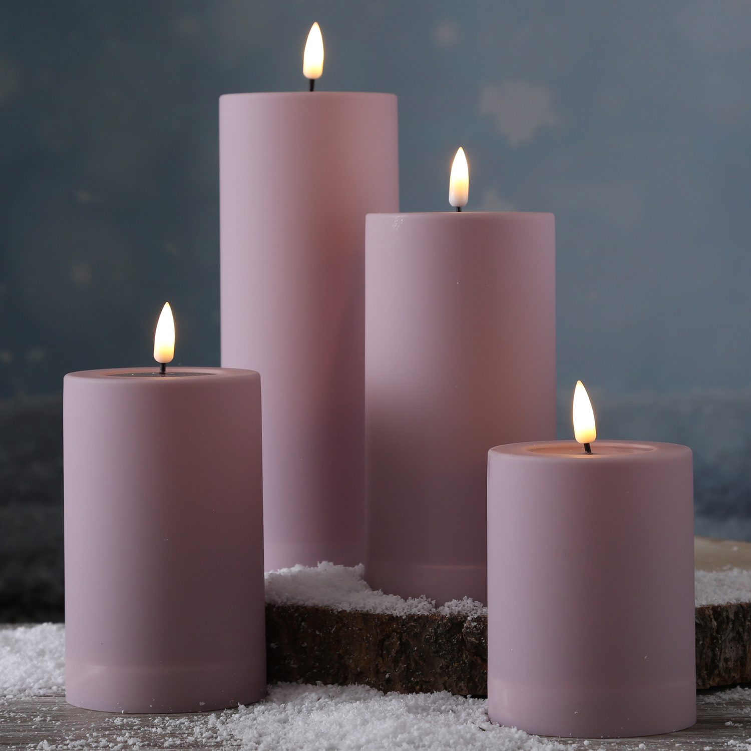 LED Stumpenkerze MIA - Kunststoff - realistische 3D Flamme - H: 12,5cm - outdoor - pastell lila LED Stumpenkerze MIA - Kunststoff - realistische 3D Flamme - H: 12,5cm - outdoor - pastell lila