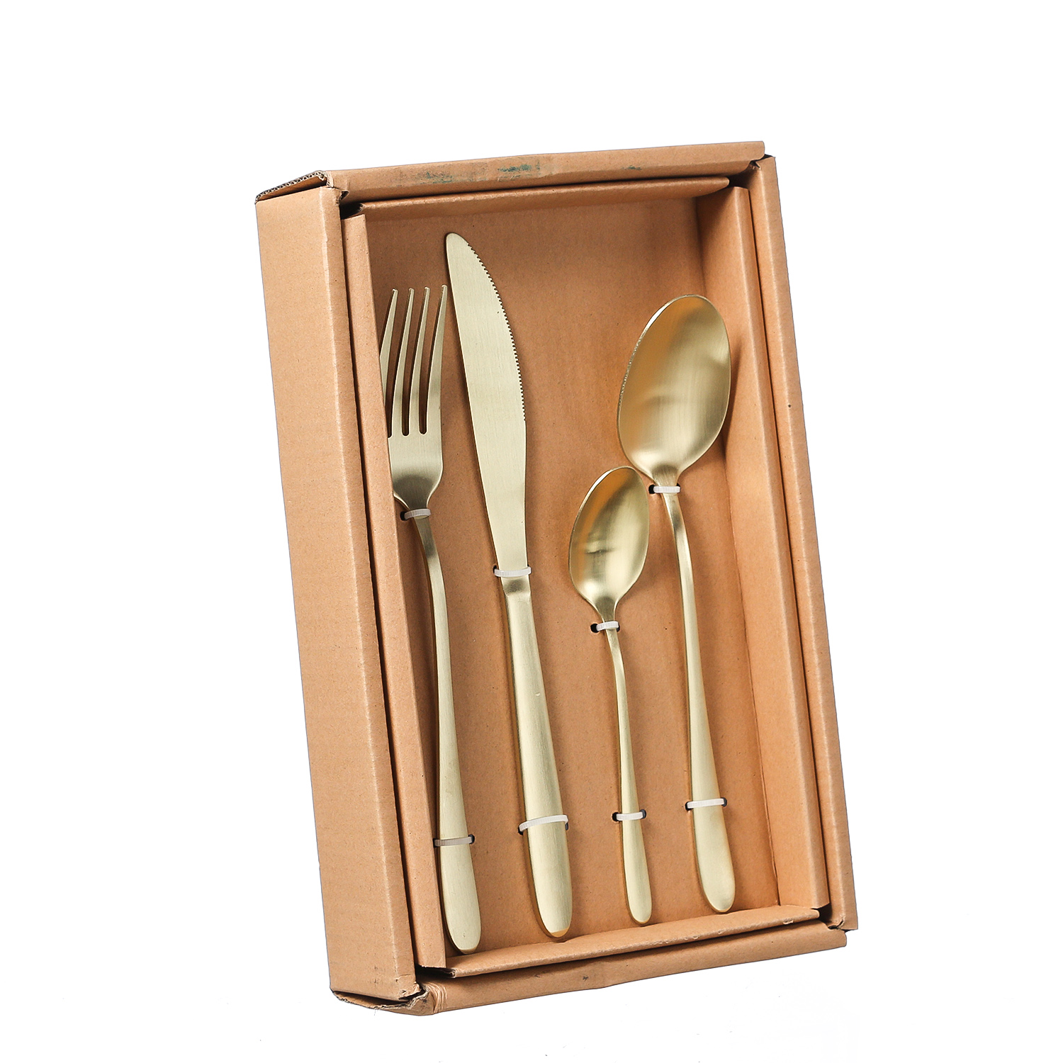 Besteck Set BRIT - Edelstahl - 16-teilig - je 4x Messer, Gabel, Löffel, Teelöffel - gold