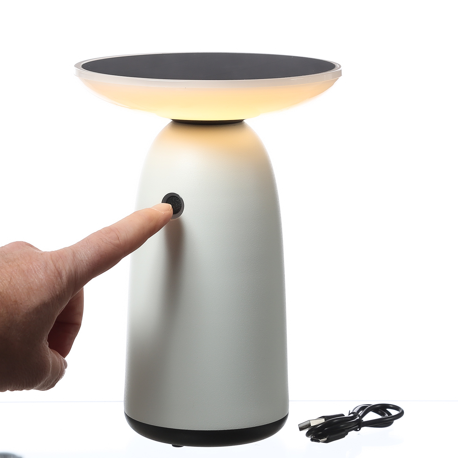 LED Solar Garten Tischleuchte - 3 Helligkeitsstufen - H: 22cm - Lichtsensor - für Außen - weiß LED Solar Garten Tischleuchte - 3 Helligkeitsstufen - H: 22cm - Lichtsensor - für Außen - weiß