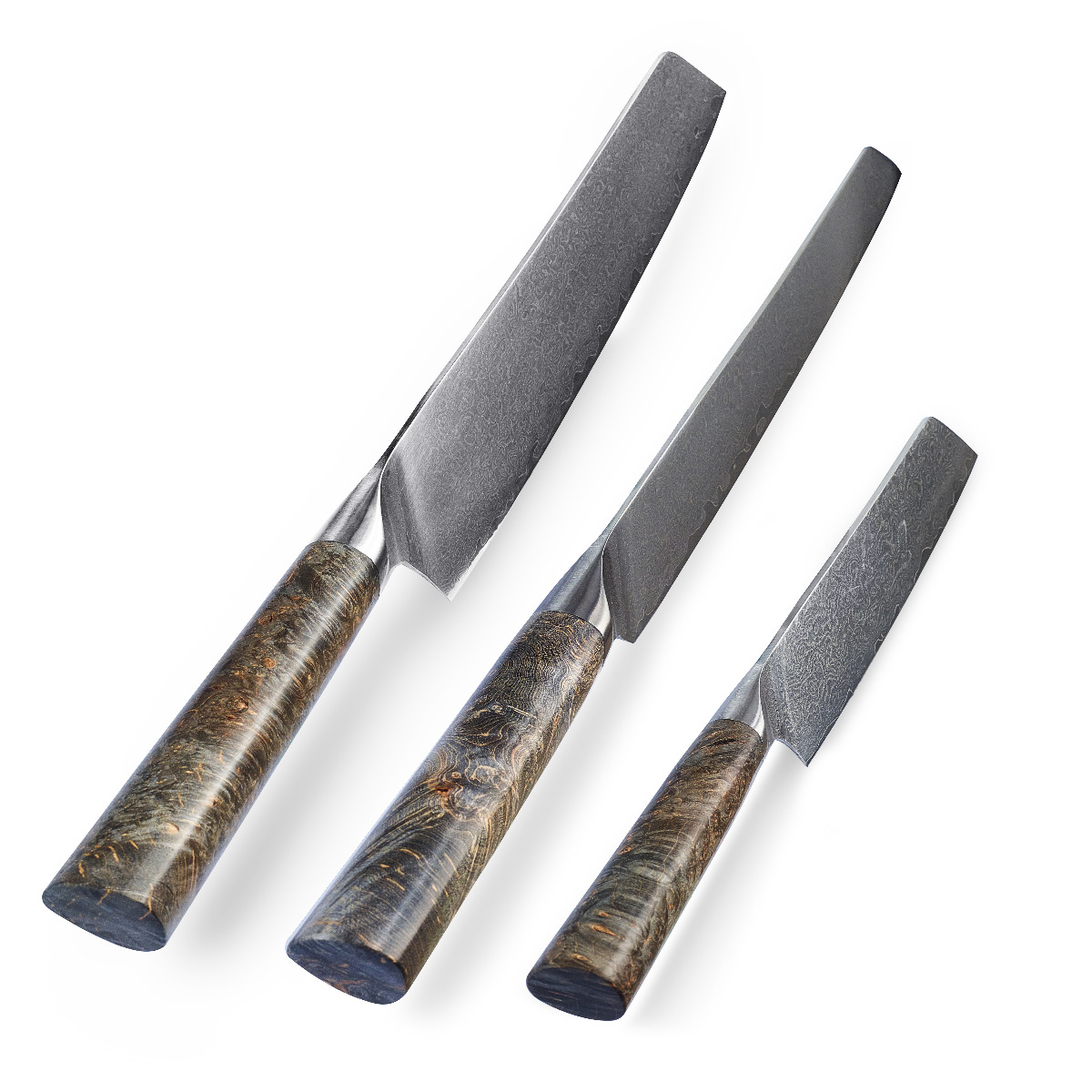 ZAYIKO Damastmesser DAITO PROFI LINE "3er Messer Set" - Ahornholz - VG-10 Stahlkern