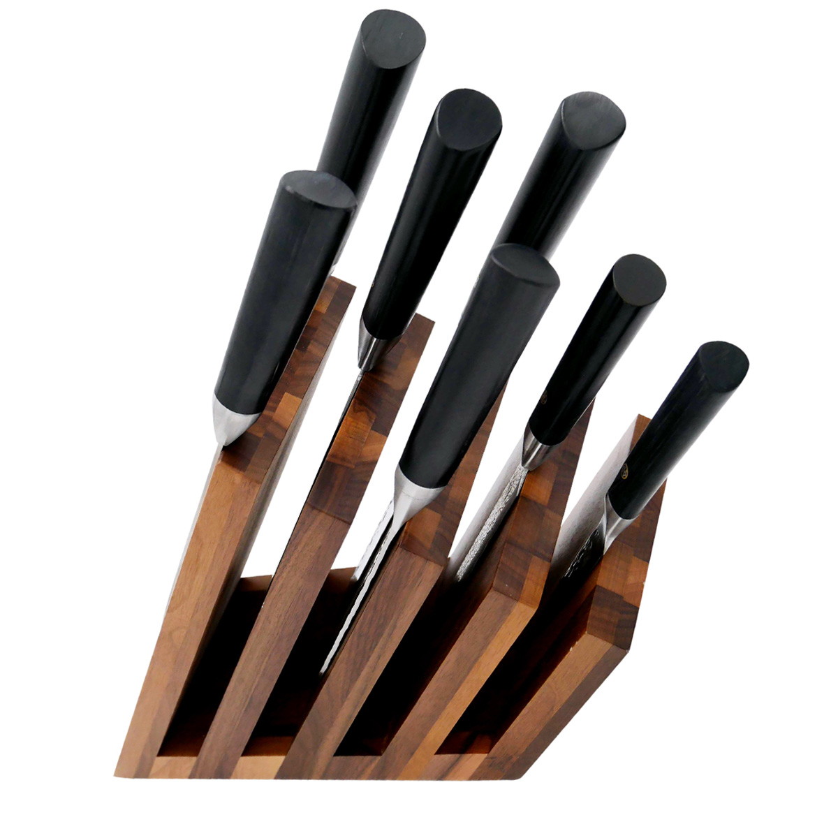 Magnetischer Messerblock Fächer aus Walnussholz - 25x12,5x21,5cm - für bis 10 Messer