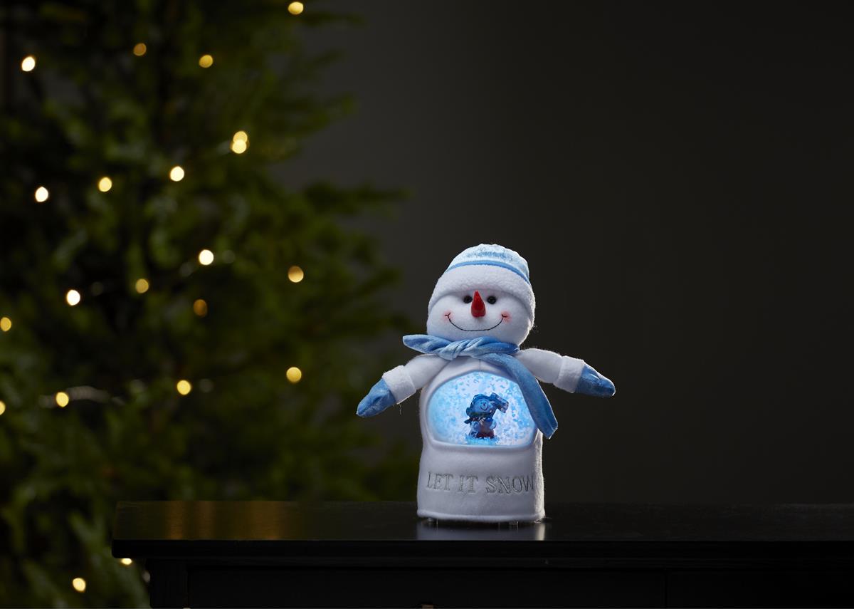 LED Stoff-Figur Schneemann - Schneekugel mit Sensor - 1 warmweiße LED - H: 26cm - Batteriebetrieb LED Stoff-Figur Schneemann - Schneekugel mit Sensor - 1 warmweiße LED - H: 26cm - Batteriebetrieb
