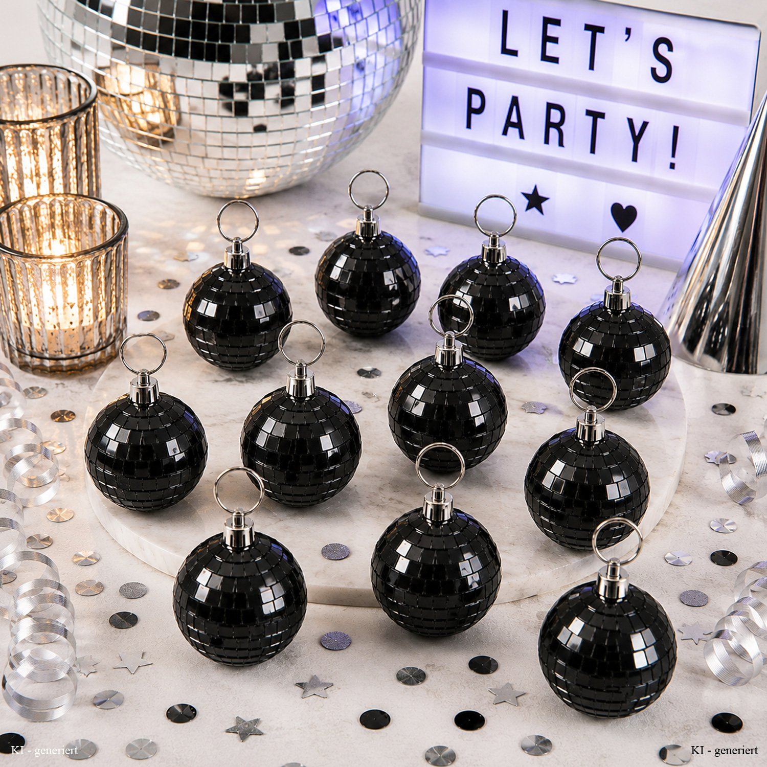 Spiegelkugel 5cm schwarz- Discokugel Echtglas zur Dekoration - mirrorball black