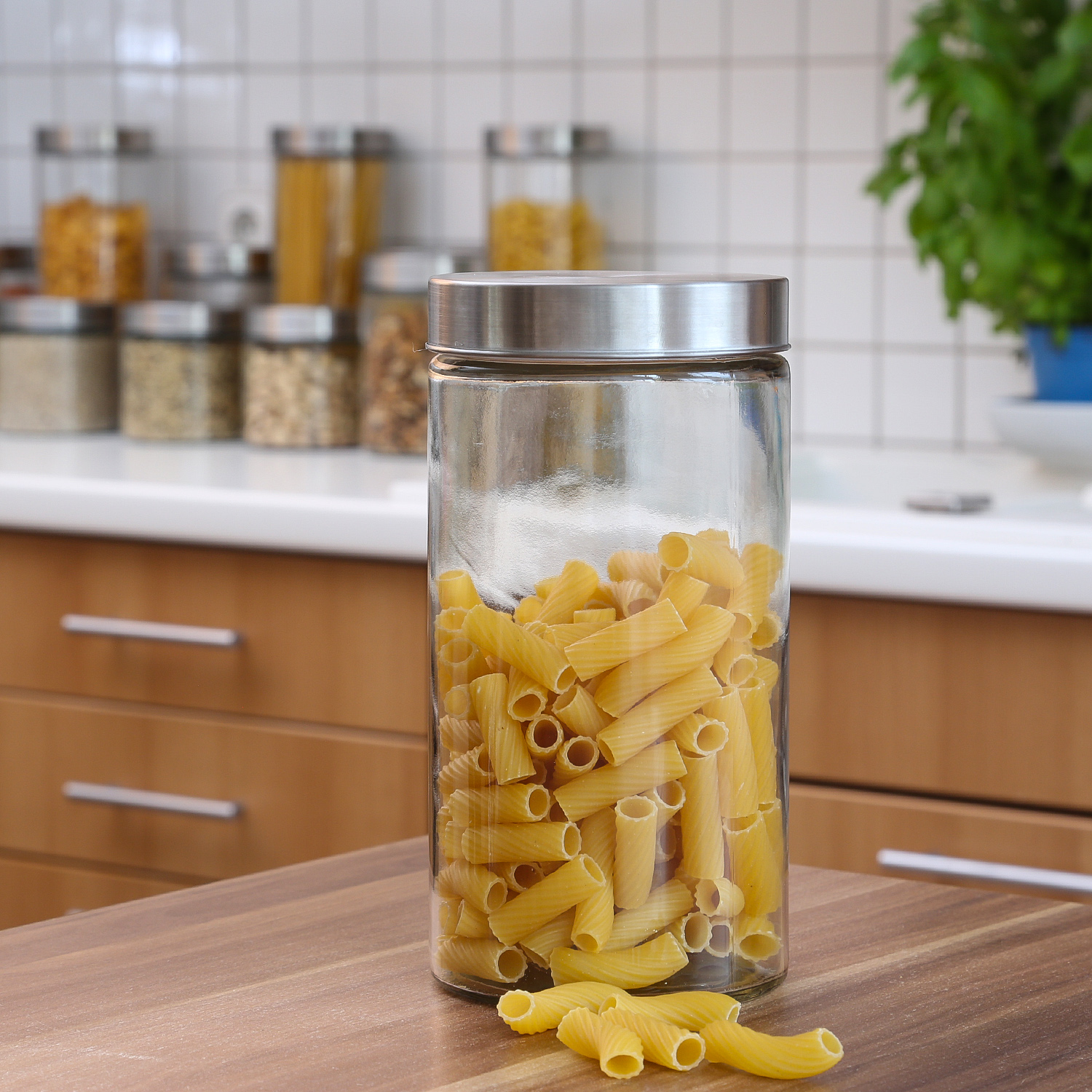 Vorratsdose L - Glas mit Edelstahldeckel - 1,7 Liter - D: 11cm - H: 22cm