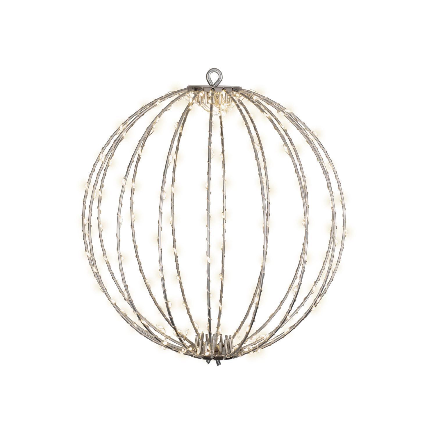 LED Drahtkugel - 3D Leuchtkugel - D: 28cm - 192 warmweiße LED - faltbar - 8 Modi/Timer - Innen/Außen