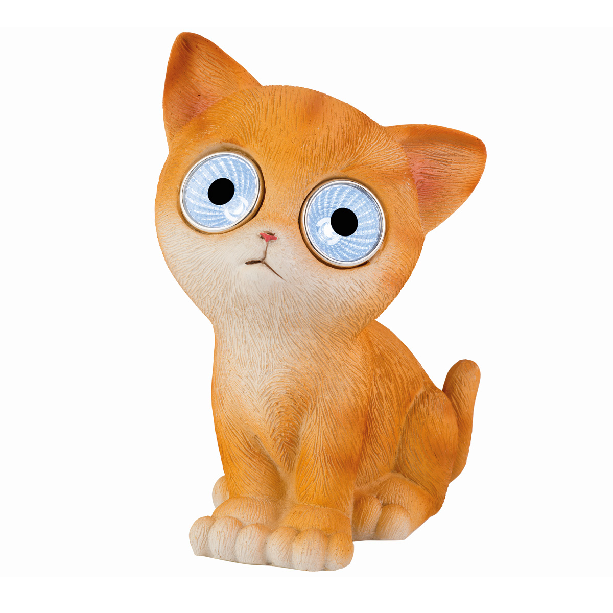 LED Solar Leuchte KATZE LILLY - kaltweiße LED - H: 16cm - orange gestreift