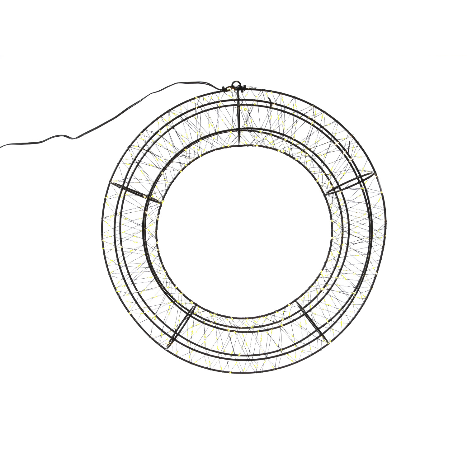 LED Kranz mit Drahtlichterkette - Lichterkranz mit 1200 warmweißen LED - D: 40cm - Timer - Außen LED Kranz mit Drahtlichterkette - Lichterkranz mit 1200 warmweißen LED - D: 40cm - Timer - Außen